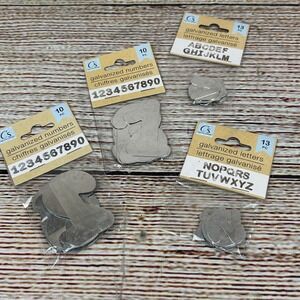 Crafter's Square Galvanized Metal Letters & Numbers Set 46p Silver 328659 328660